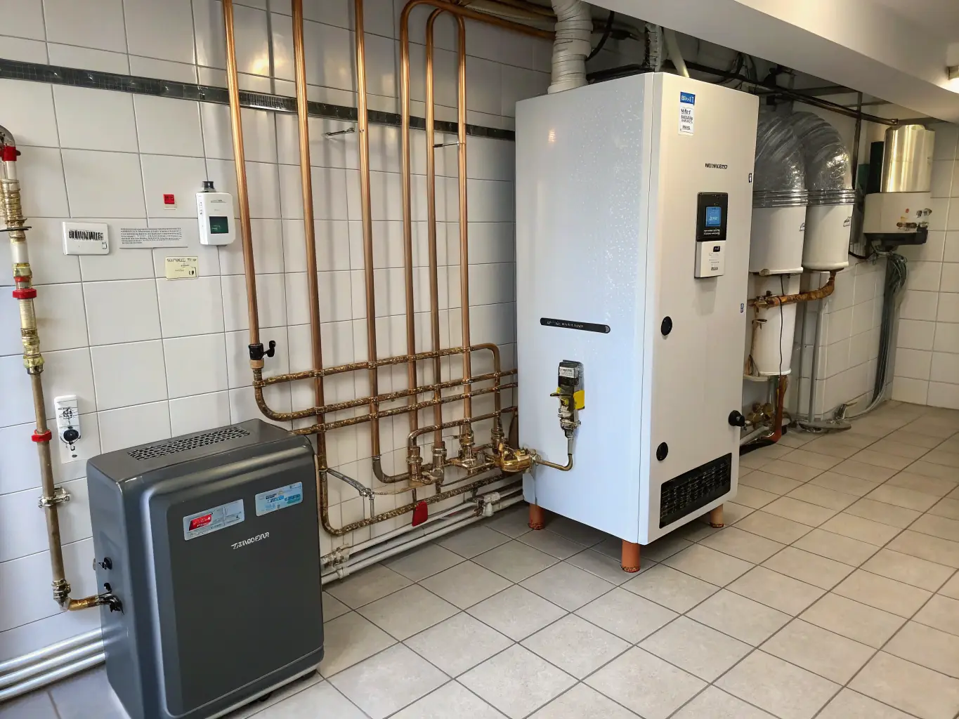 A detailed photograph showcasing a modern home's HVAC system, highlighting the complexity and importance of this covered component under SafeNet Warranty's home warranty plans. The image should convey reliability and protection.